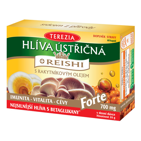 Terezia Hlíva ústřicová + Reishi s rakytníkovým olejem Forte 60 kapslí