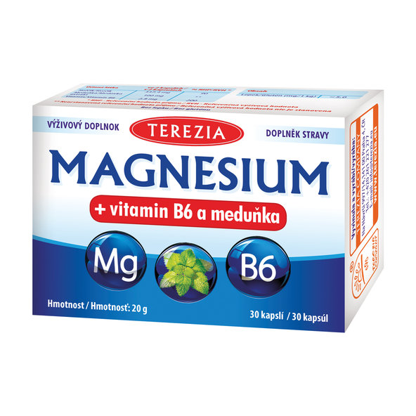 Terezia Magnesium + vitamín B6 a meduňka 30 kapslí