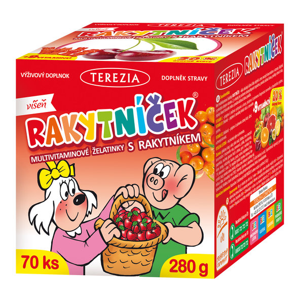 Terezia Rakytníček želatinky s rakytníkem Višeň 70 želé tablet