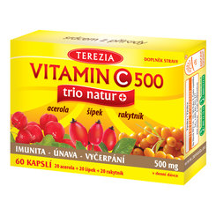 Terezia Vitamín C 500 Trio Natur+ acerola+šípek+rakytník 60 kapslí