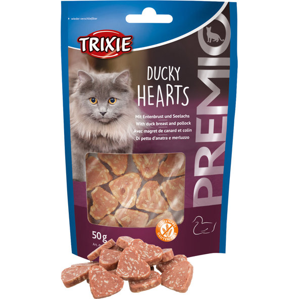 TRIXIE Premio kačacie srdcia pro kočky 50 g