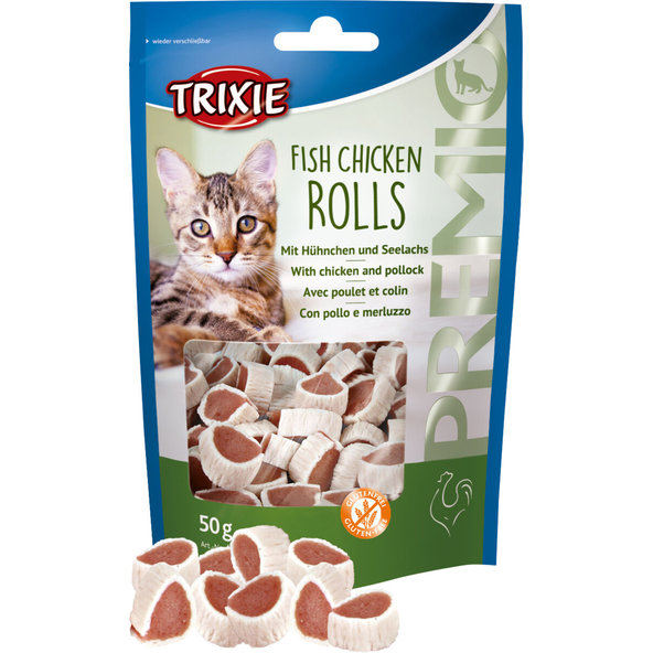 TRIXIE Premio rybí rolky s kuřecím masem pro kočky 50 g