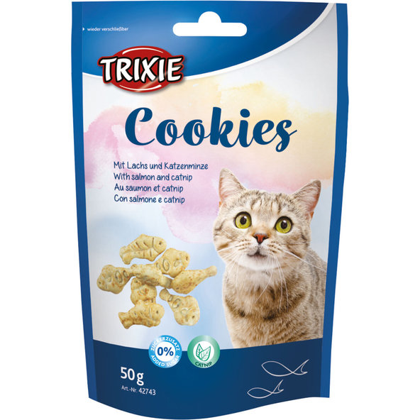 TRIXIE sušenky s lososem a šantou kočičí 50 g