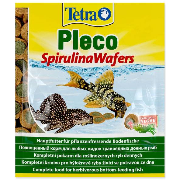 Tetra Pleco Spirulina Wafers krmivo pro býložravé ryby sáček 15 g
