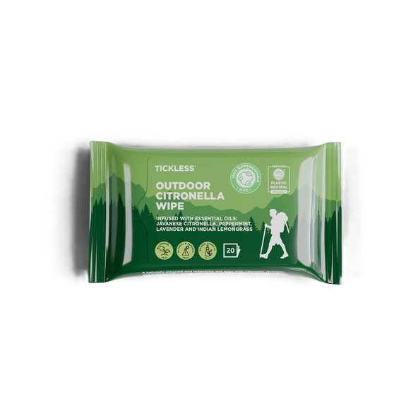 TICKLESS OUTDOOR Citronella utierky proti komárom a kliešťom 20 ks