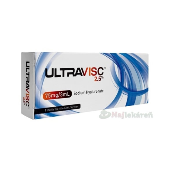 Ultravisc 2,5 % hyaluronát sodný  75 mg 3 ml