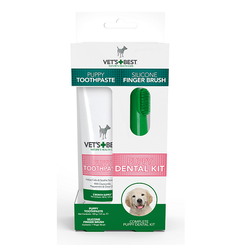 VET'S BEST sada na čištění zubů pro štěňata dentální gel + silikonový náprstek pro psy 100 g