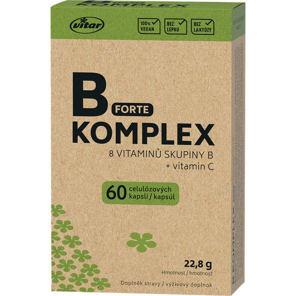 Vitar B-komplex Forte + vitamín C 60 kapslí