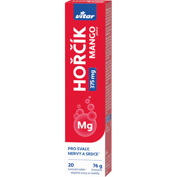 Vitar Hořčík 375 mg mango 20 šumivých tablet