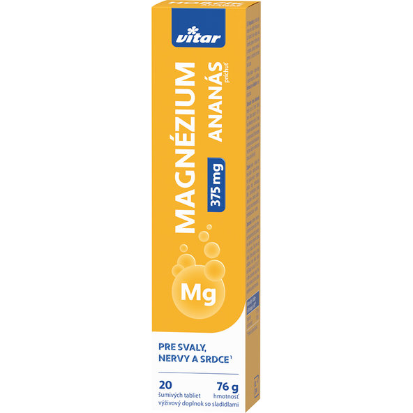 Vitar Hořčík 375 mg ananas 20 šumivých tablet