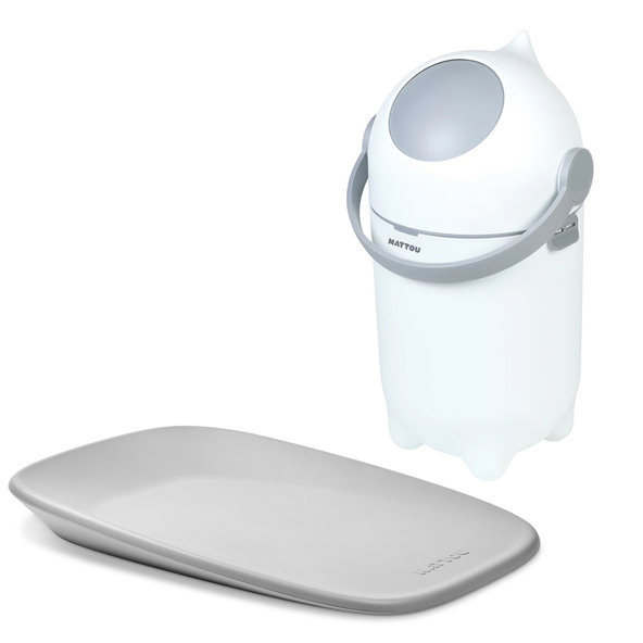 NATTOU Koš na pleny a přebalovací podložka Softy white/grey 50x70 cm