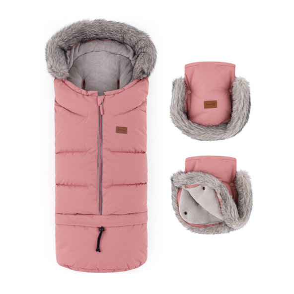 PETITE&MARS Set fusak Arctic 4v1 + rukavice Furry Old Rose