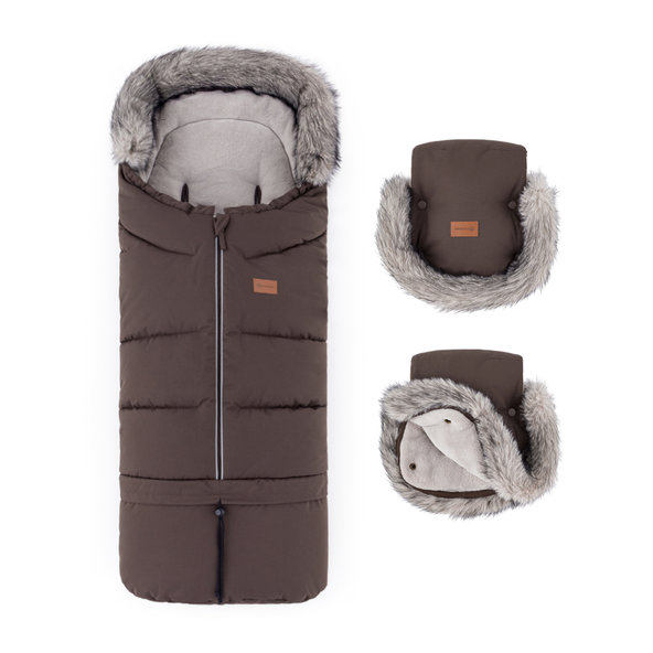PETITE&MARS Set fusak Arctic 4v1 + rukavice Furry Rich Brown