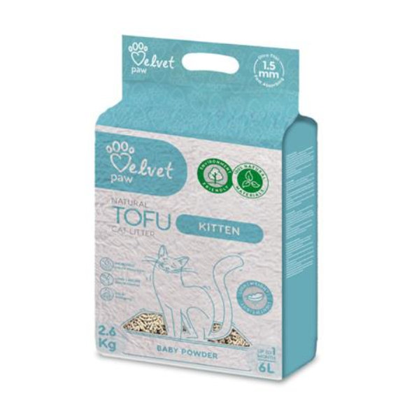 Velvet Paw tofu stelivo pro koťata dětský pudr 6 l