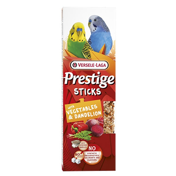 Versele Laga Prestige Sticks tyčinky pro andulky se zeleninou a pampeliškou 2 ks 60 g