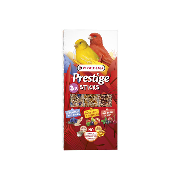 Versele Laga Prestige Sticks Canaries Triple Variety Pack tyčinky pro kanáry 3 příchutě 90 g