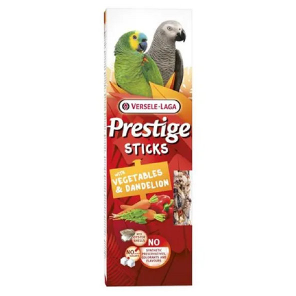 Versele Laga Prestige Sticks Parrots tyčinky pro velké papoušky se zeleninou a pampeliškou 2 ks 140 g