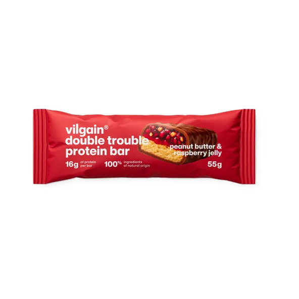 Vilgain Double Trouble Protein bar arašidy maliny 55 g