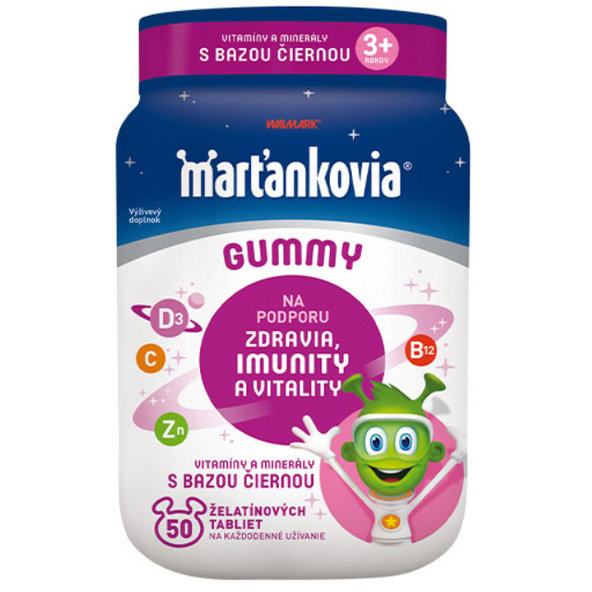 Walmark Marťánci Gummy vitamíny s bezem černým jablko+černý rybíz 50 žvýkacích tablet