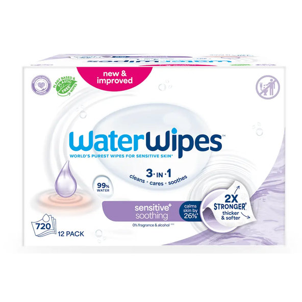 12X WATERWIPES Vlhčené ubrousky Soothing Clean 3in1 60 ks (720 ks)
