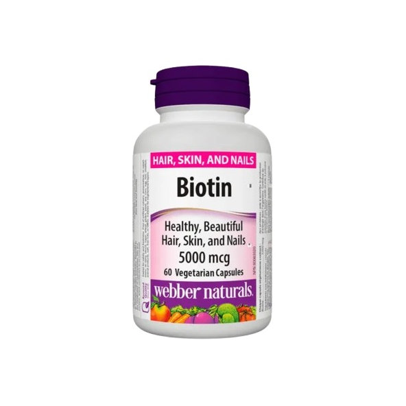 Webber Naturals Biotin 5000 mcg 60 kapslí