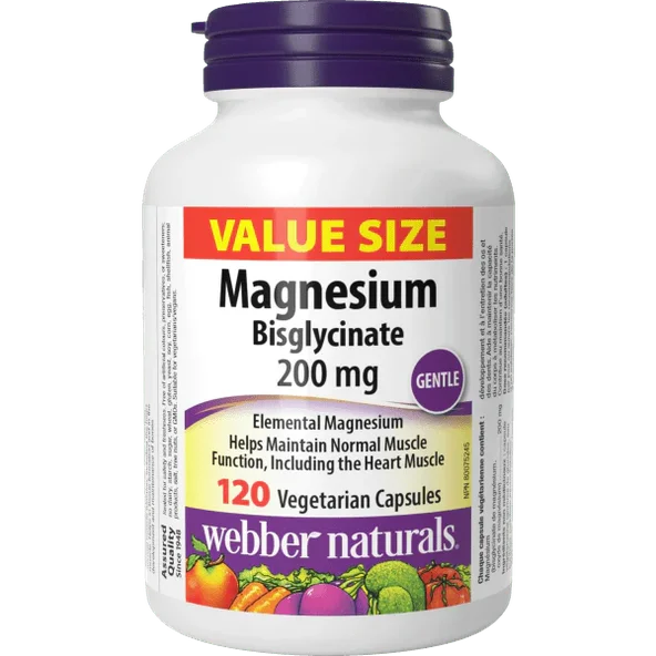 Webber Naturals Magnézium bisglycinát 200 mg 120 kapslí