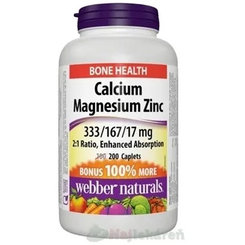 Webber Naturals Vápník Hořčík Zinek 200 tablet