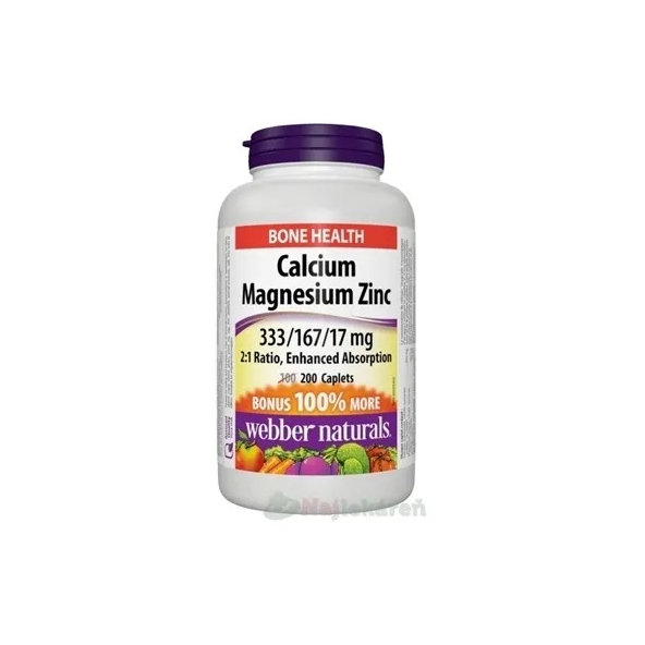 Webber Naturals Vápník Hořčík Zinek 200 tablet