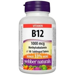 Webber Naturals Vitamin B12 Methylkobalamin 1000 mcg 80 tablet