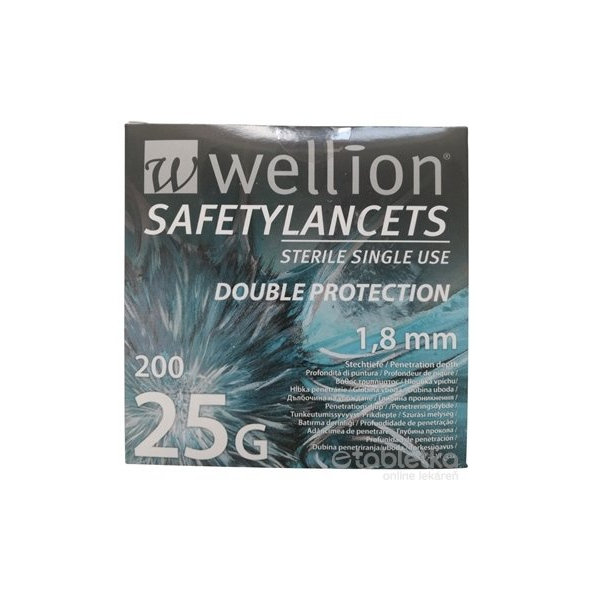 WELLION SafetyLancets 25G sterilní lancety 200 ks
