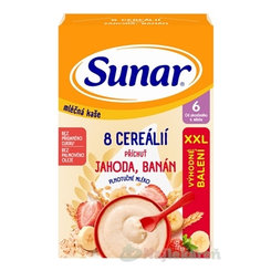 Sunar mléčná kaše 8 cereálií jahoda banán XXL 6m+ 340 g