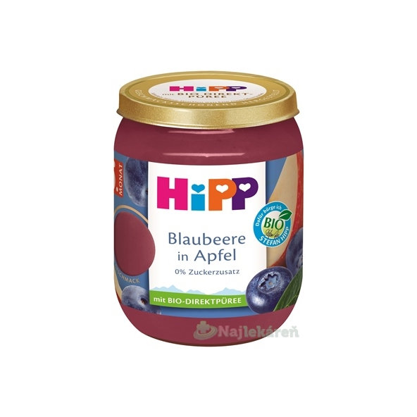 HiPP BIO příkrm jablko a borůvky 4m+ 160 g