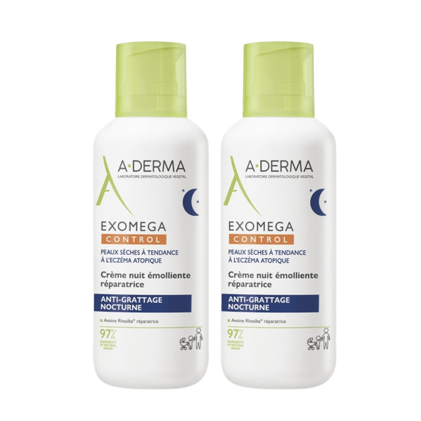 A-DERMA Exomega Control regenerační noční krém na atopickou pokožku 2×400 ml