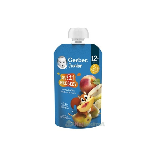 Gerber Junior kapsička Svěží broskev 12 m+ 110 g
