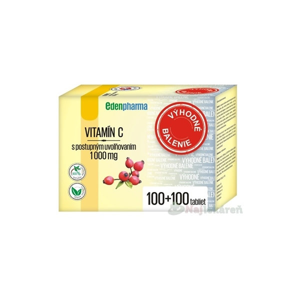 EDENPharma VITAMÍN C 1000 mg výhodné balení 100 + 100 tablet