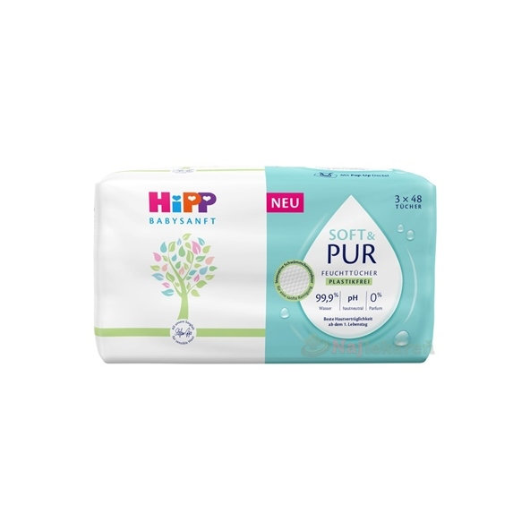 HiPP Babysanft Soft & Pur čisticí vlhčené ubrousky 3x48 ks