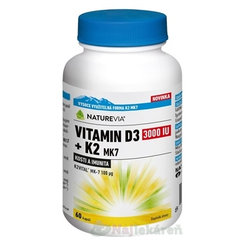 NatureVIA Vitamin D3 3000 IU a K2 MK7 60 kapslí