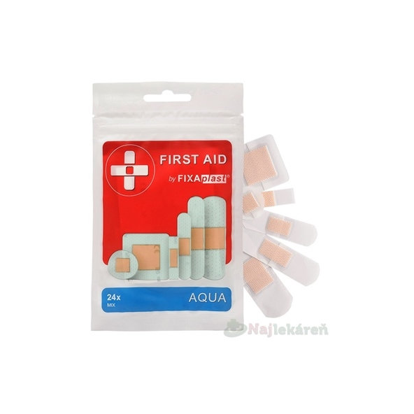 FIXAplast FIRST AID AQUA voděodolné náplasti MIX 24 ks
