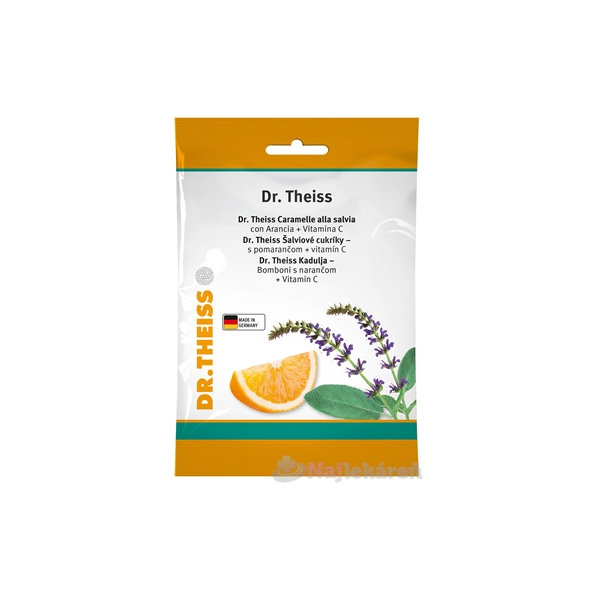 Dr. Theiss Šalvějové bonbony pomeranč a vitamin C 75 g
