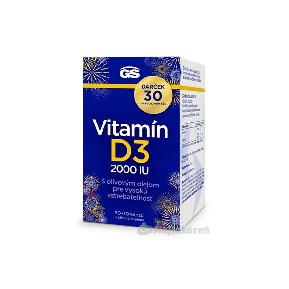 GS Vitamin D3 2000 IU Dárek 90 + 30 kapslí