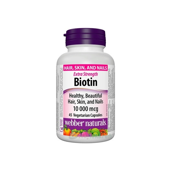 Webber Naturals Biotin 10000 µg 45 kapslí