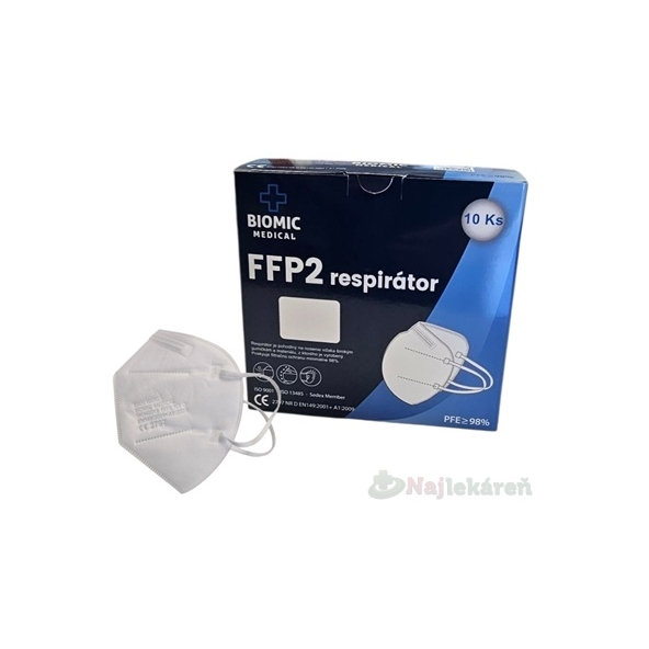Biomic respirátor FFP2 NR D bez ventilu jednorázový bílý 10 ks