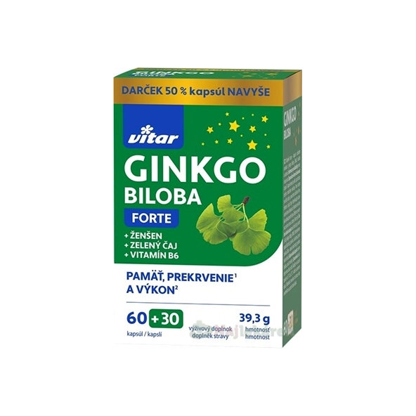 Vitar Ginkgo Biloba Forte 60+30 kapslí