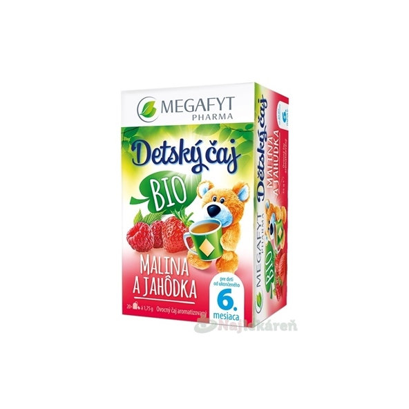 MEGAFYT detský čaj BIO malina a jahoda 6m+ 20×1,75 g