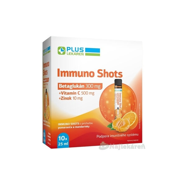 Plus Lekáreň Immuno Shots ampule pomeranč a mandarinka 10 x 25 ml