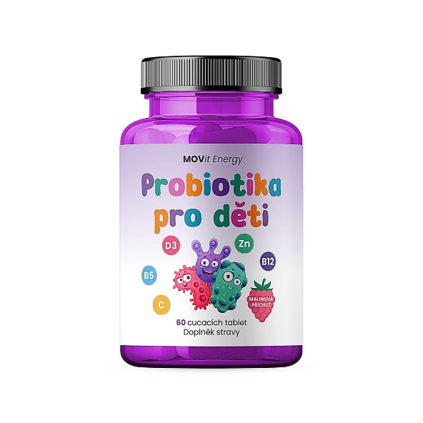 MOVit Energy probiotika pro děti s vitamíny 60 cucacích tablet