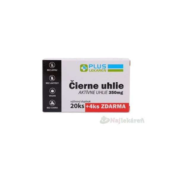 Plus Lekáreň Černé uhlí 350 mg 24 tablet