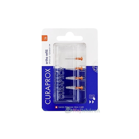 Curaprox CPS 14 Ortho Refill mezizubní kartáčky oranžové 4 ks
