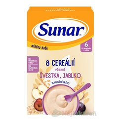 Sunar mléčná kaše 8 cereálií jablko švestka 6m+ 210 g