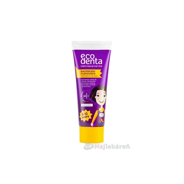 EcoDenta For Kids Raspberry Kaké Maké zubní pasta 0–12 let 75 ml